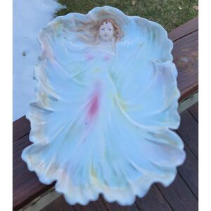 Royal Bayreuth Art Nouveau Lady Figural Woman Dresser Tray Bavaria Blue Mark 10"